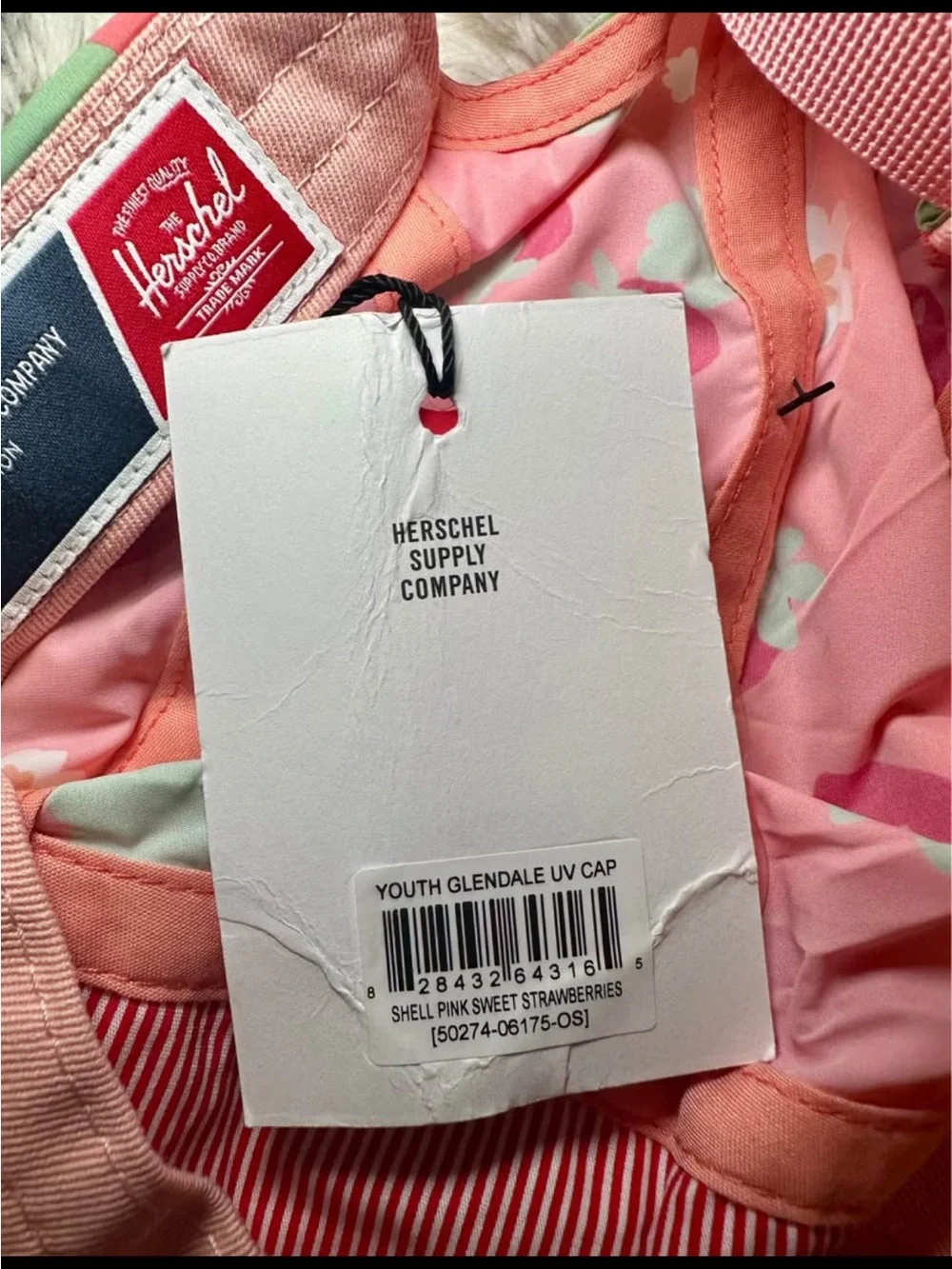 Herschel Supply Company Kids Coral Pink Strawberry Print Cap